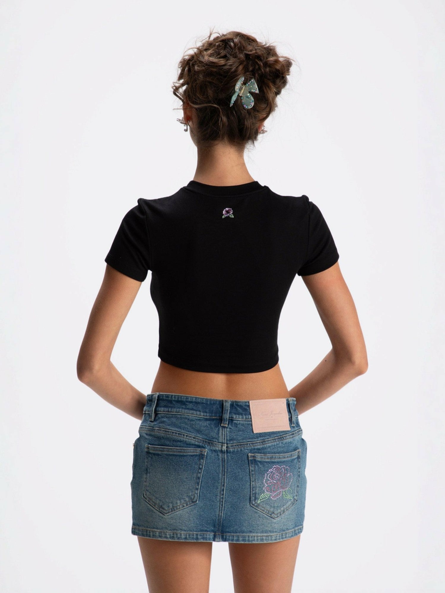 Nana Jacqueline Elle Baby Tee: Black Baby Tee for Casual Luxury Daytime Outfit Black