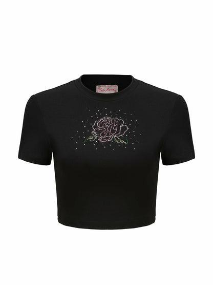 Nana Jacqueline Elle Baby Tee: Black Baby Tee for Casual Luxury Daytime Outfit Black