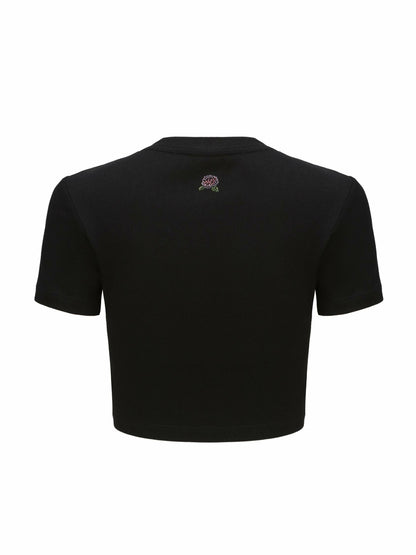 Nana Jacqueline Elle Baby Tee: Black Baby Tee for Casual Luxury Daytime Outfit Black