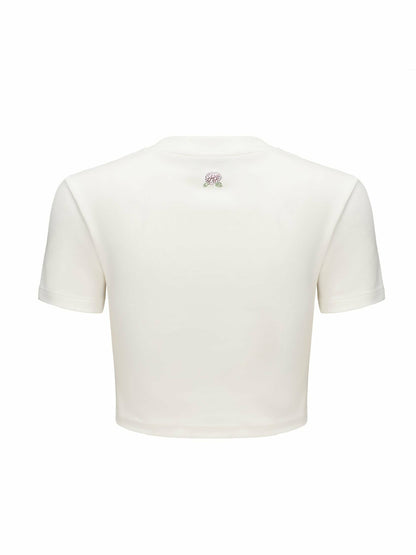Nana Jacqueline Elle Baby Tee: White Tee for Casual Luxury Daytime Outfit White
