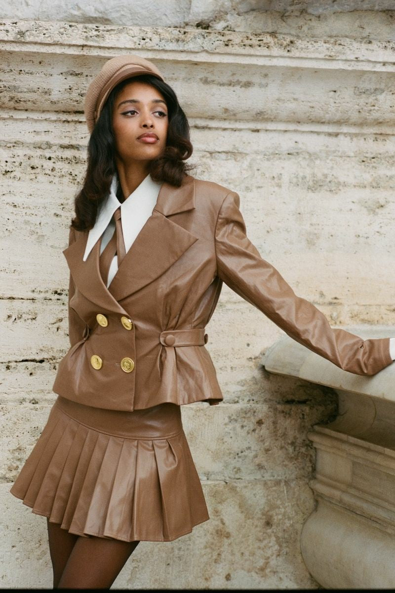 Nana Jacqueline Gina Jacket: Brown Jacket for Date Night Brown