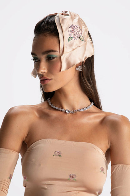 Nana Jacqueline Rosana Embroidered Top: Tan Top for Brunch Tan