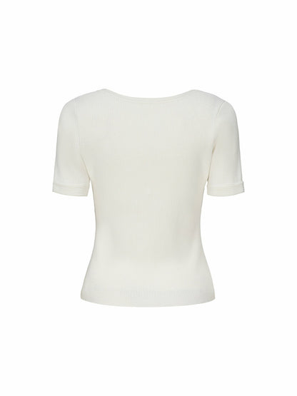 Nana Jacqueline Gemma Top: White Knit Top for Brunch White