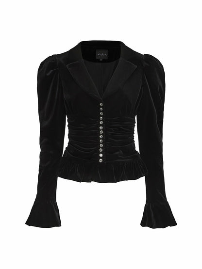 Nana Jacqueline Josie Velvet Top: Black Top for Cocktail Party Black