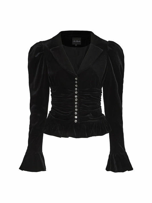 Nana Jacqueline Josie Velvet Top: Black Top for Cocktail Party Black