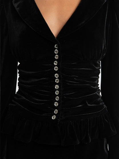 Nana Jacqueline Josie Velvet Top: Black Top for Cocktail Party Black
