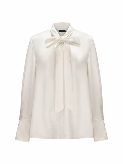 Nana Jacqueline Louisa Top: White Satin Top for Brunch White