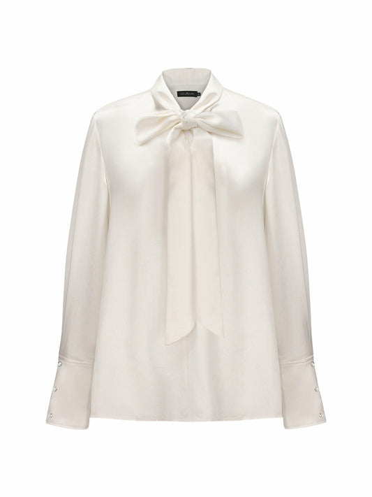 Nana Jacqueline Louisa Top: White Satin Top for Brunch White