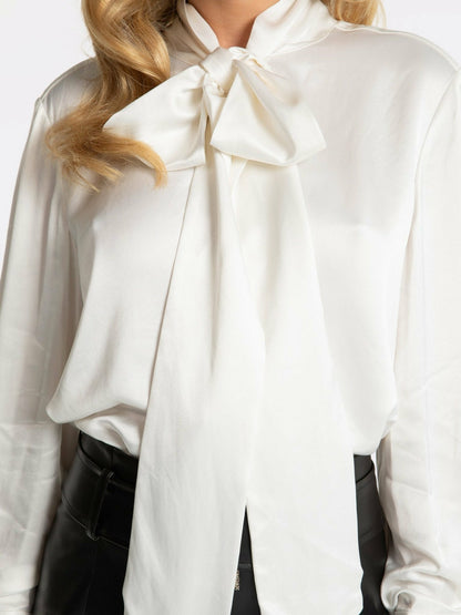 Nana Jacqueline Louisa Top: White Satin Top for Brunch White