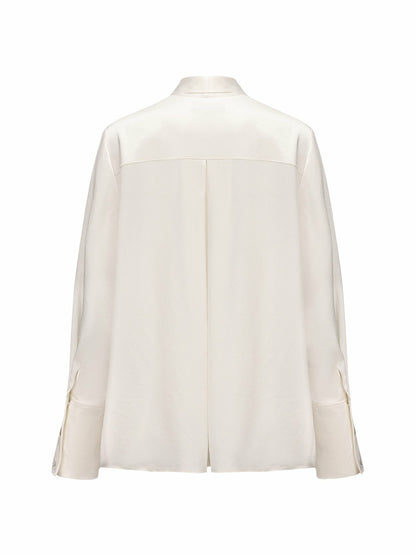 Nana Jacqueline Louisa Top: White Satin Top for Brunch White