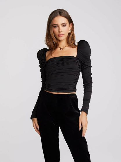 Nana Jacqueline Brandy Top: Black Top for Date Night Black