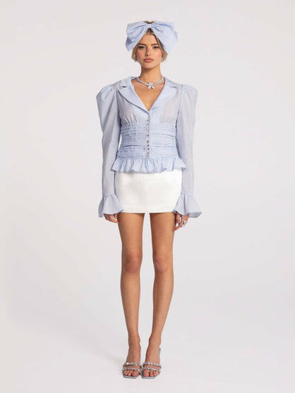 Nana Jacqueline Emilia Top: Blue Top for Brunch Blue