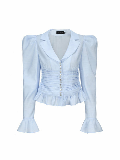 Nana Jacqueline Emilia Top: Blue Top for Brunch Blue