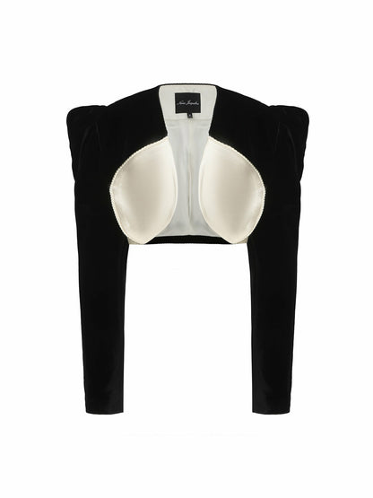 Nana Jacqueline Wilma Velvet Jacket: Black Velvet Jacket for Cocktail Party Black