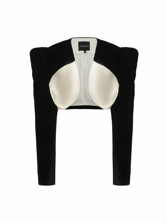 Nana Jacqueline Wilma Velvet Jacket: Black Velvet Jacket for Cocktail Party Black