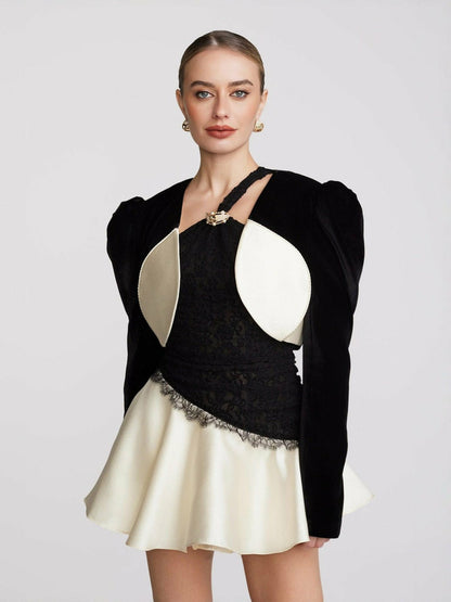 Nana Jacqueline Wilma Velvet Jacket: Black Velvet Jacket for Cocktail Party Black