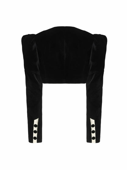 Nana Jacqueline Wilma Velvet Jacket: Black Velvet Jacket for Cocktail Party Black