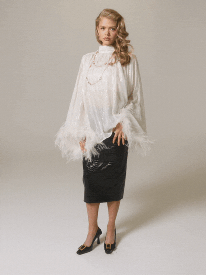 Nana Jacqueline Keira Feather Top: White Top for Bachelorette Party White
