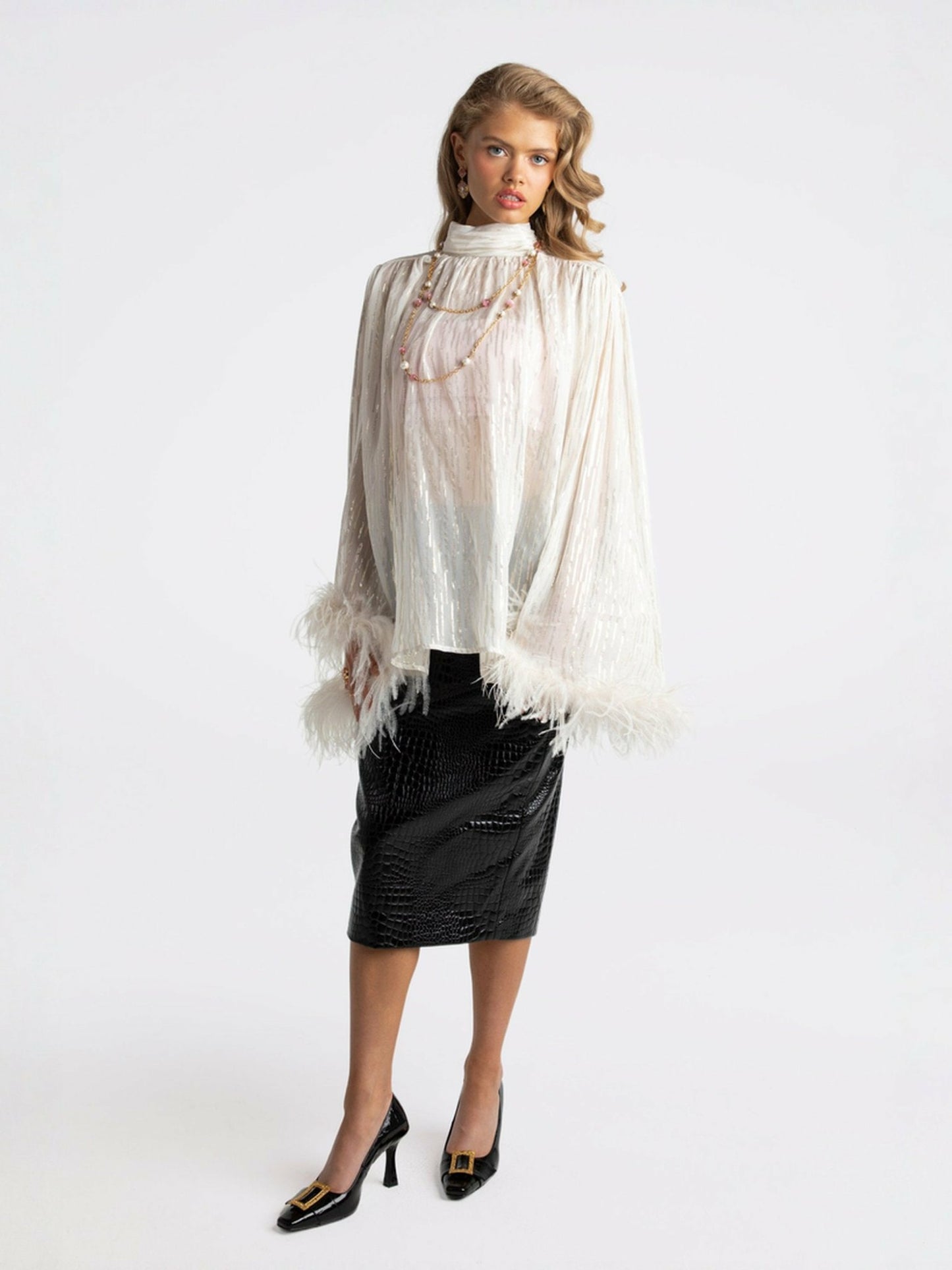 Nana Jacqueline Keira Feather Top: White Top for Bachelorette Party White
