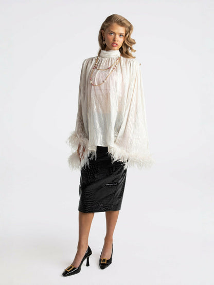 Nana Jacqueline Keira Feather Top: White Top for Bachelorette Party White