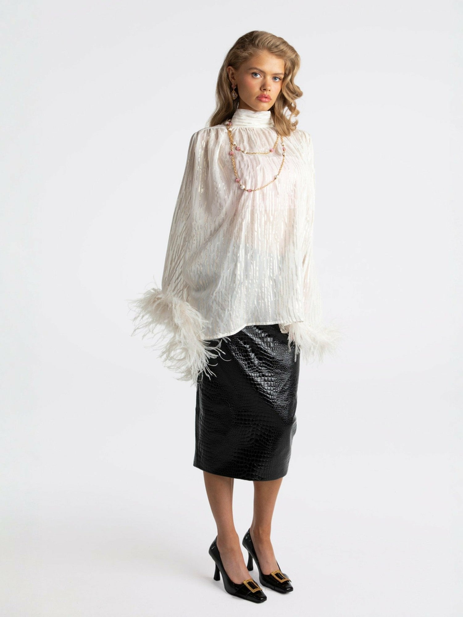Nana Jacqueline Keira Feather Top: White Top for Bachelorette Party White