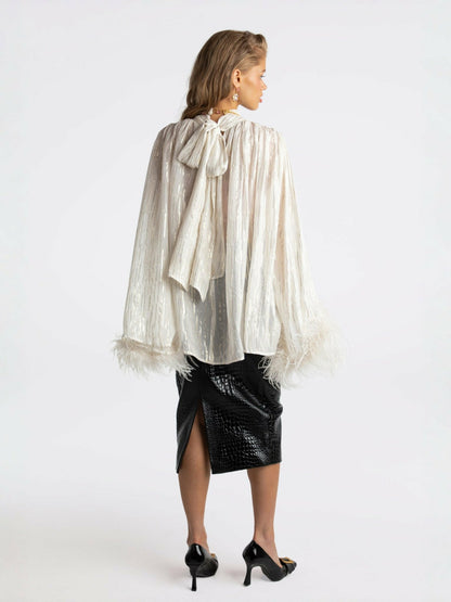 Nana Jacqueline Keira Feather Top: White Top for Bachelorette Party White