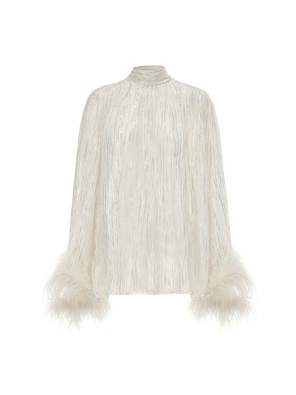 Nana Jacqueline Keira Feather Top: White Top for Bachelorette Party White