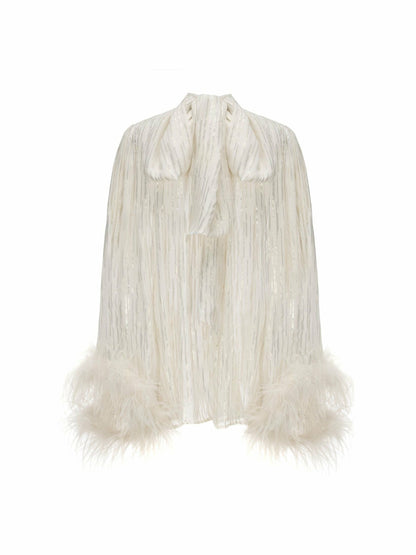 Nana Jacqueline Keira Feather Top: White Top for Bachelorette Party White