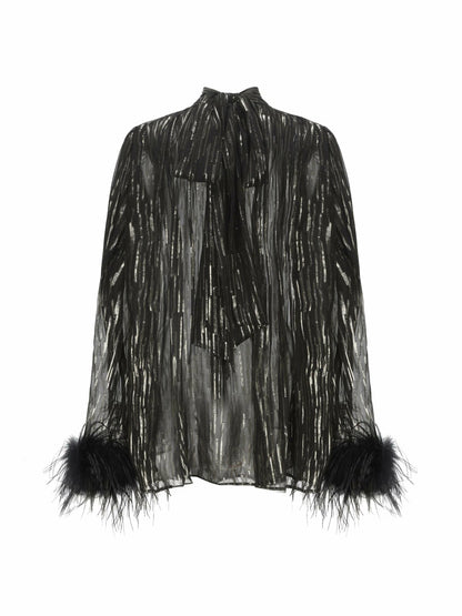 Nana Jacqueline Keira Feather Top: Black Top for Girls' Night Out Black