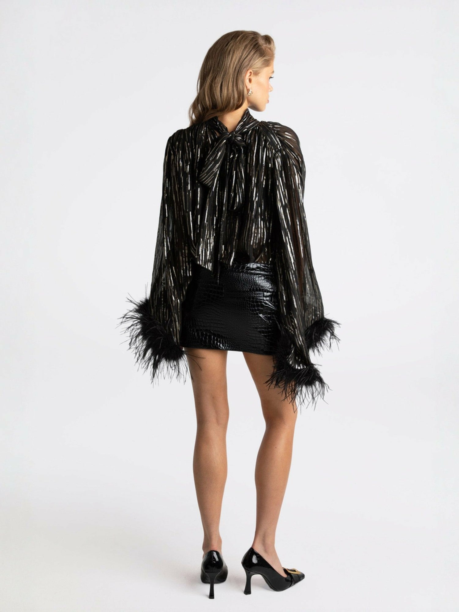 Nana Jacqueline Keira Feather Top: Black Top for Girls' Night Out Black
