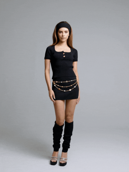 Nana Jacqueline Gemma Top: Black Knit Top for Brunch Black