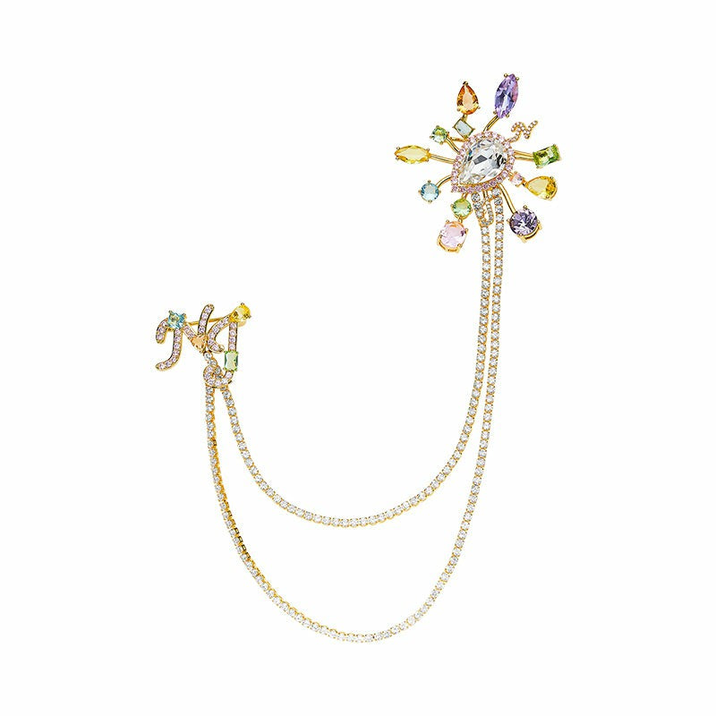 Nana Jacqueline Fiona Brooch: Multicolor Brooch for Cocktail Party Yellow