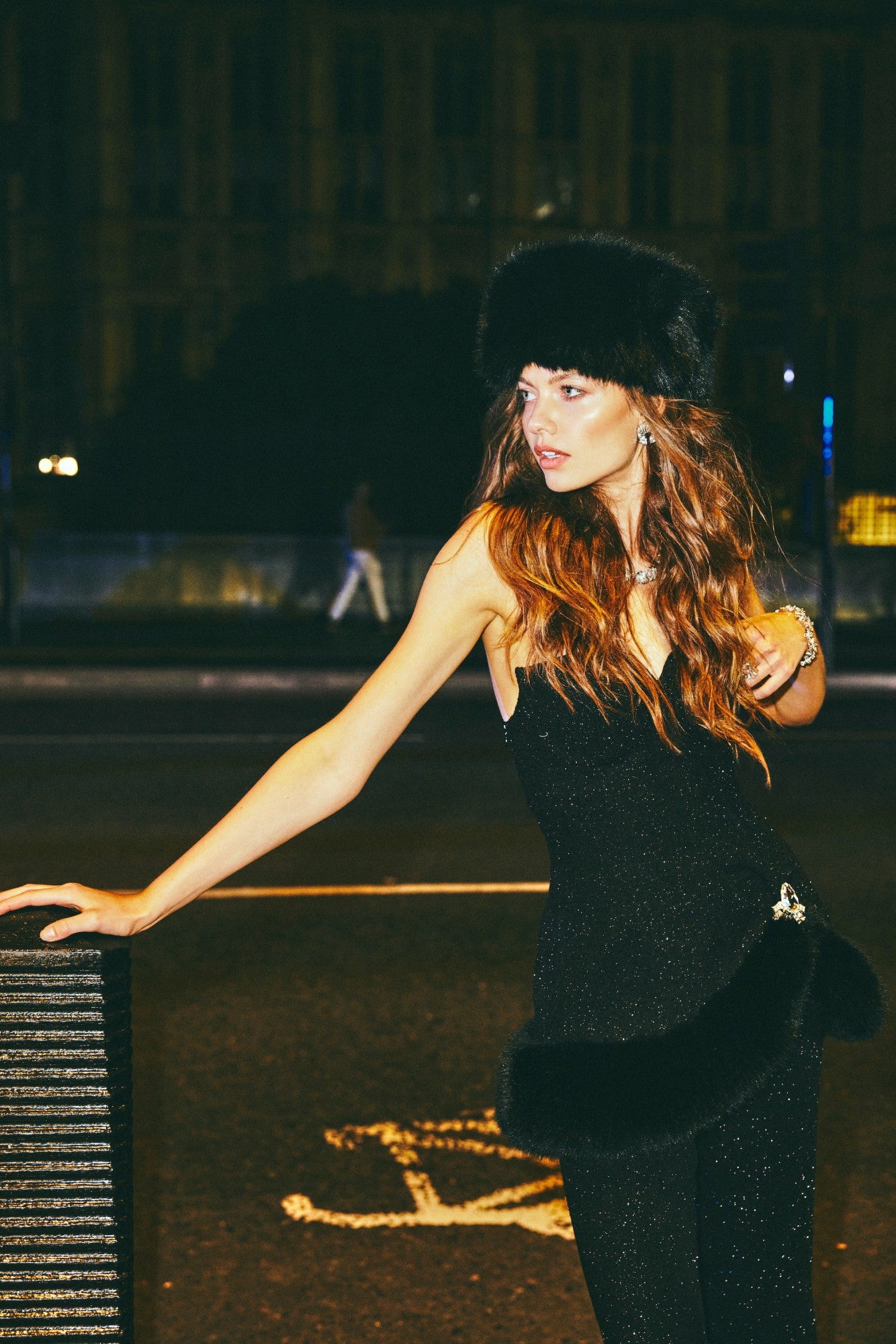 Nana Jacqueline Alexandra Fur Top: Black Mini Dress for Cocktail Party Black