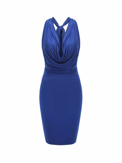 Nana Jacqueline Jennifer Dress: Blue Midi Dress for Cocktail Party Blue