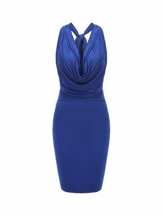 Nana Jacqueline Jennifer Dress: Blue Midi Dress for Cocktail Party Blue