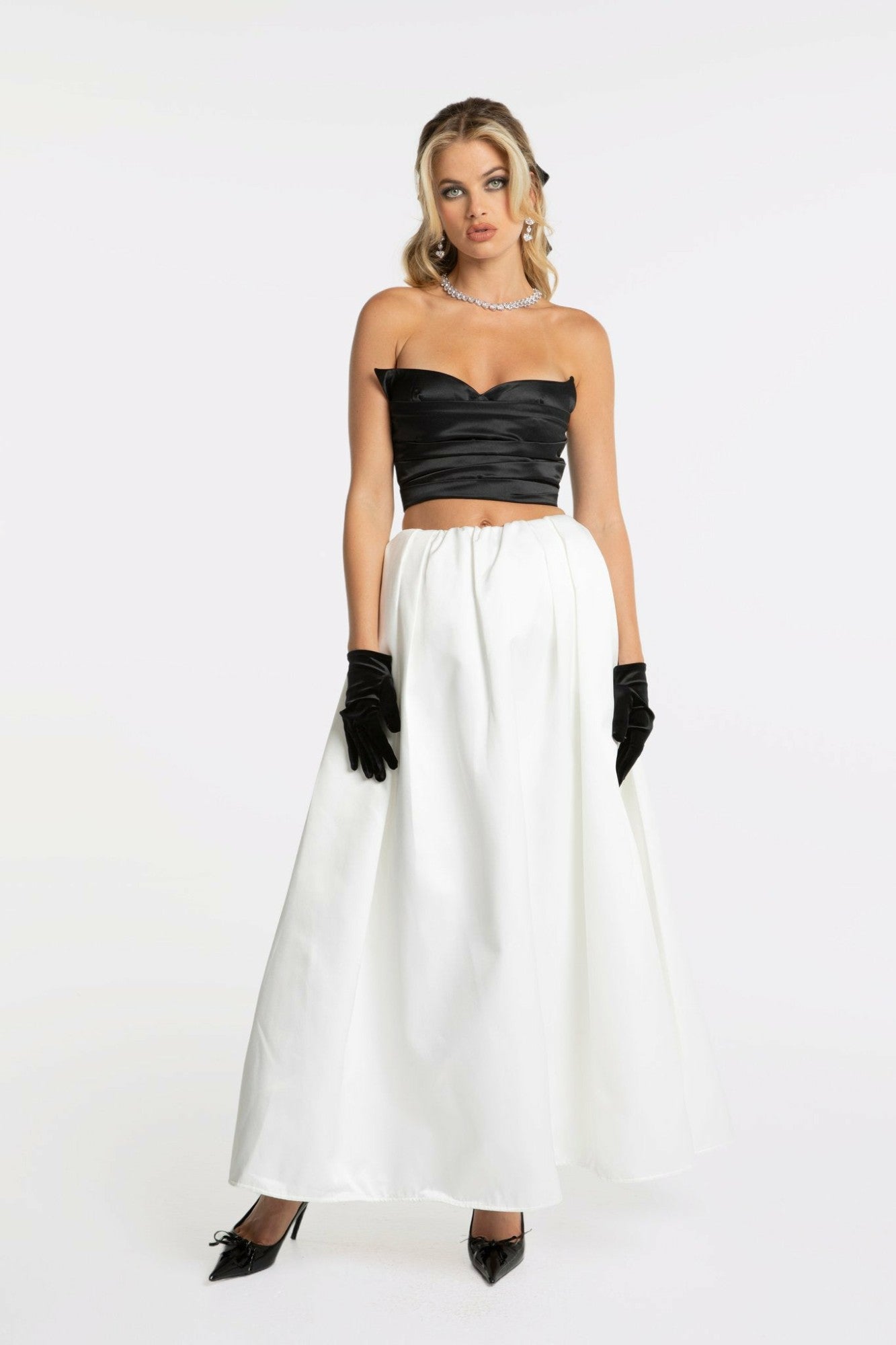 Nana Jacqueline Sydney Top: Black Satin Top for Date Night Black