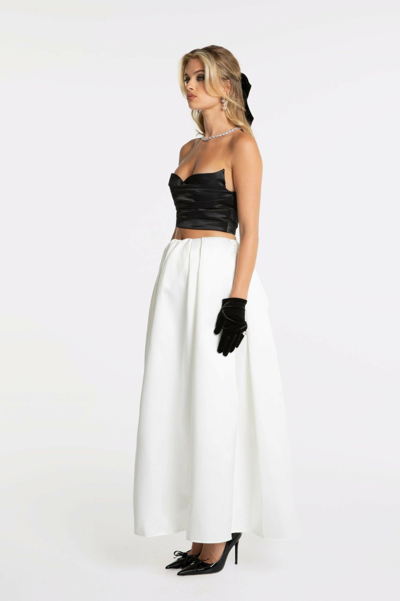 Nana Jacqueline Sydney Top: Black Satin Top for Date Night Black