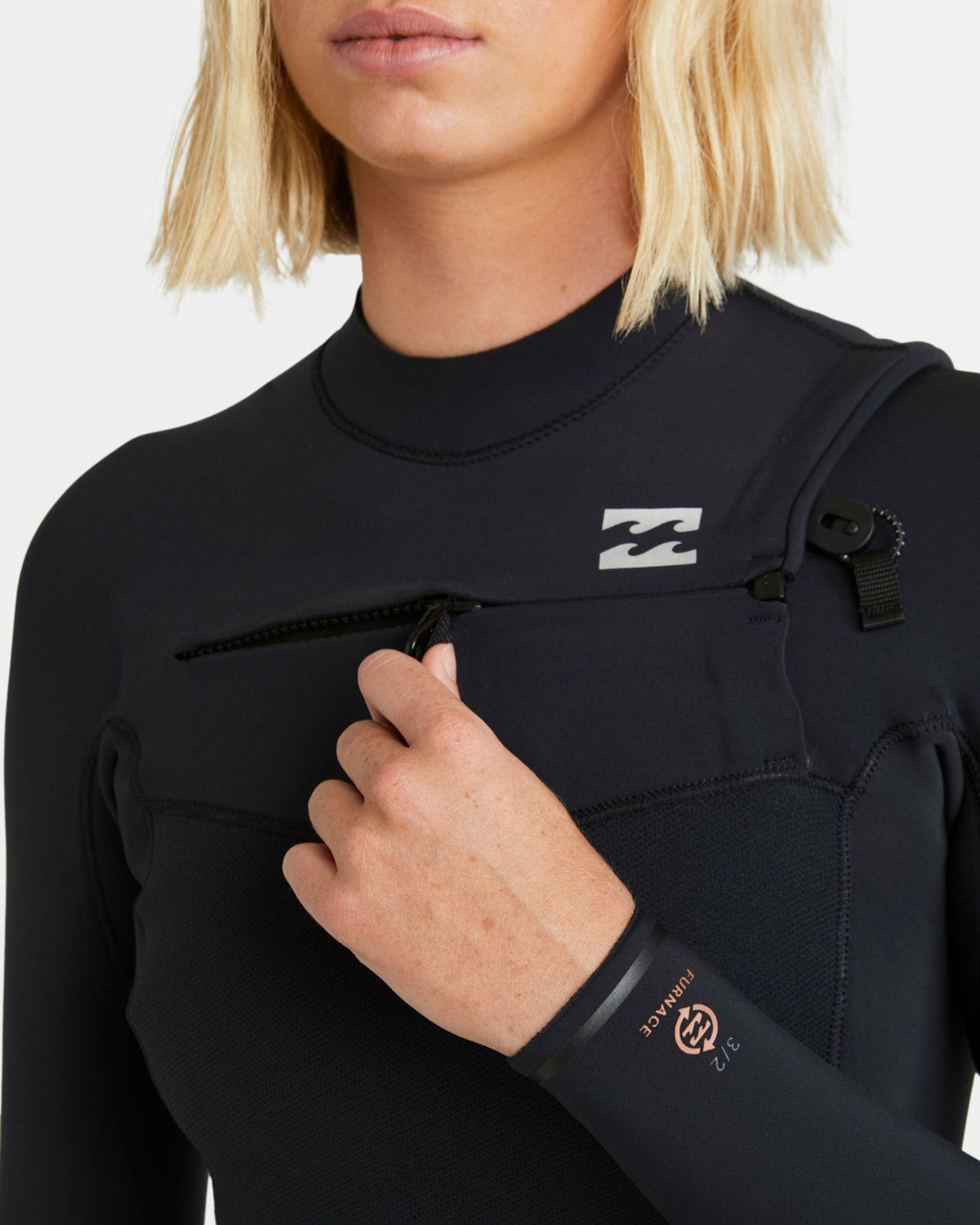 Billabong 4/3mm Furnace Natural GBS Chest Zip Fullsuit - Black Tiki