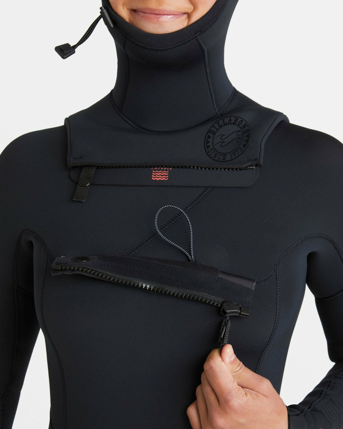 Billabong 4/3mm Salty Dayz Natural Upcycler GBS Chest Zip Hooded Wetsuit - Black