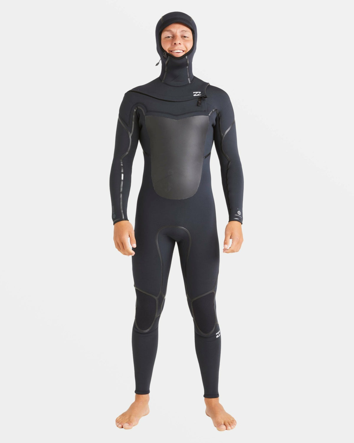 Billabong 5/4mm Absolute Natural+ Upcycler Welded Chest Zip Hooded Wetsuit - Bla