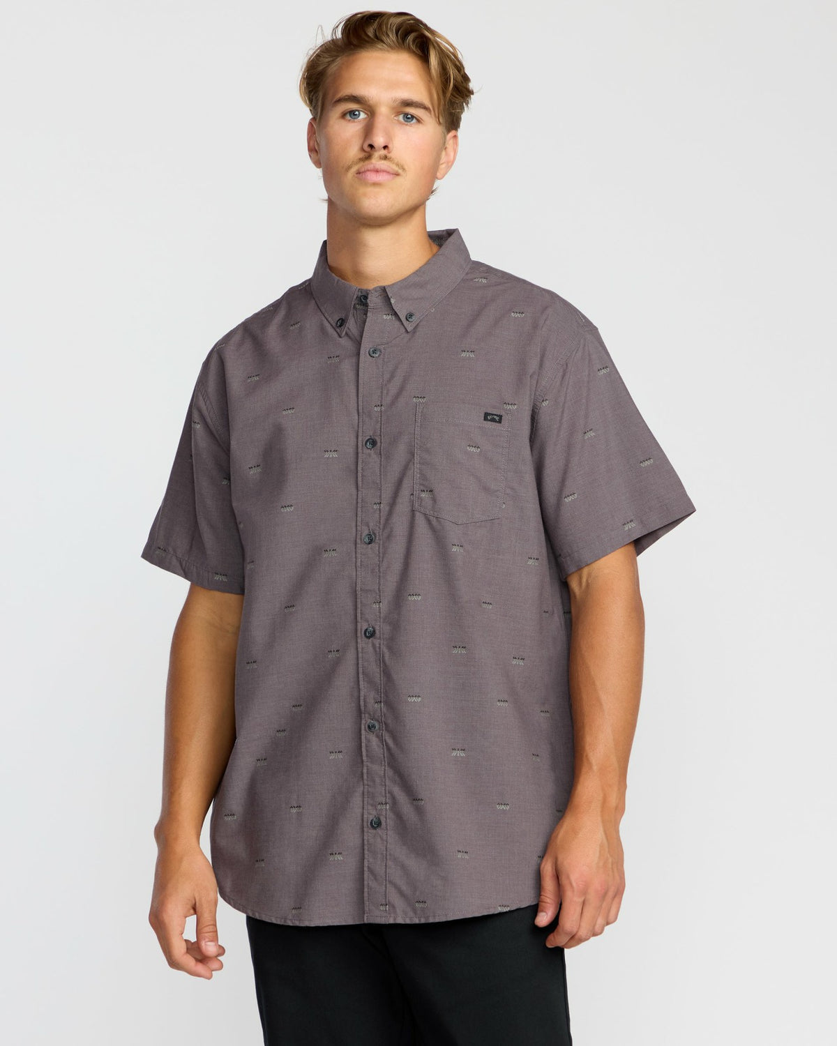 Billabong All Day Jacquard Short Sleeve Shirt - Gray Violet