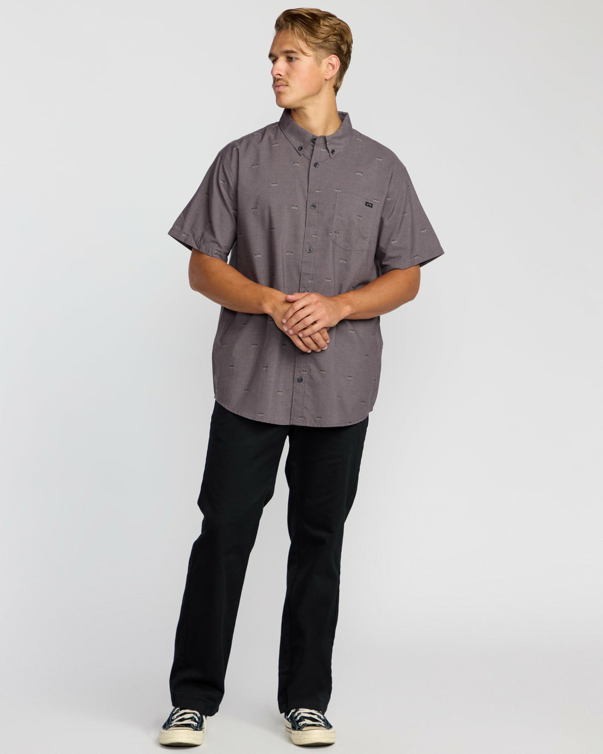 Billabong All Day Jacquard Short Sleeve Shirt - Gray Violet