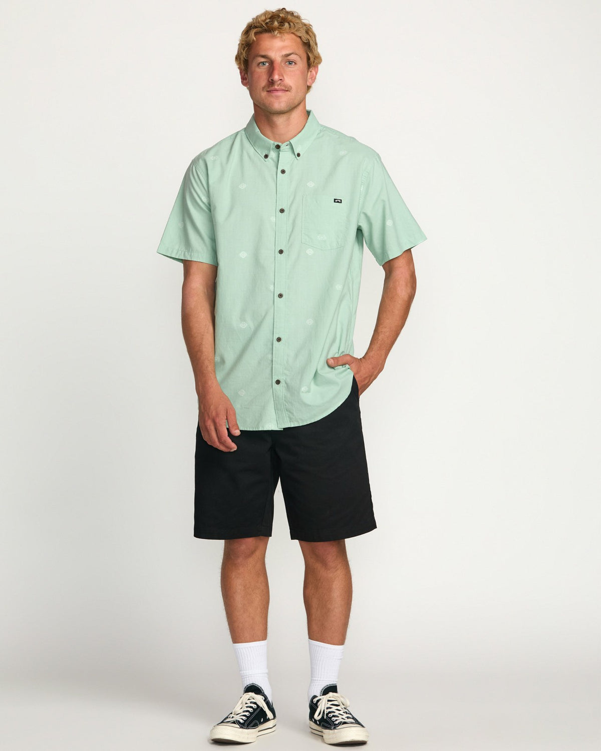 Billabong All Day Jacquard Short Sleeve Shirt - Seafoam
