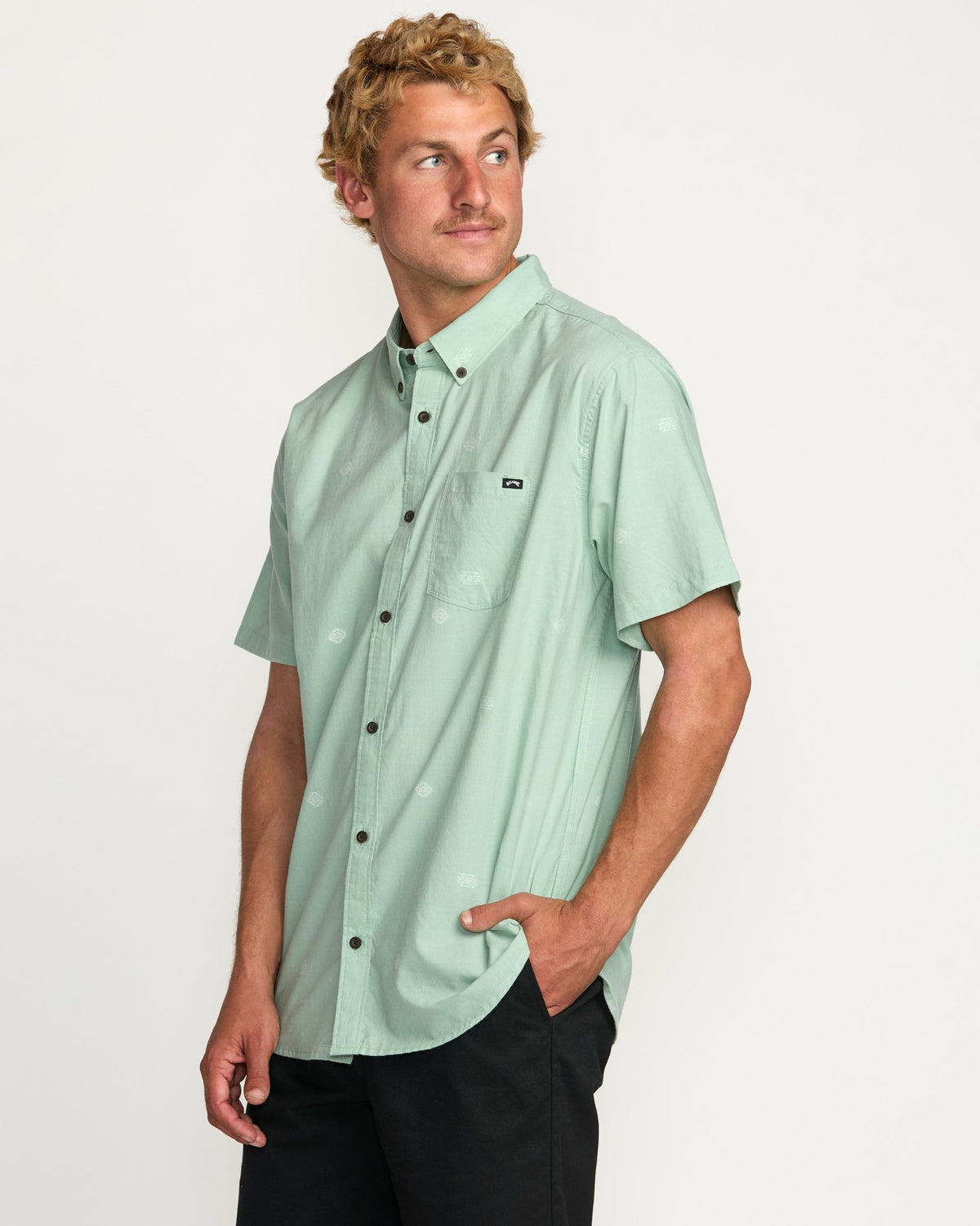Billabong All Day Jacquard Short Sleeve Shirt - Seafoam
