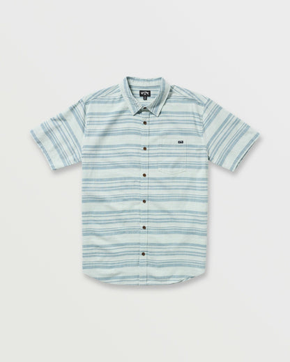 Billabong All Day Stripe Short Sleeve Shirt - Ash Blue