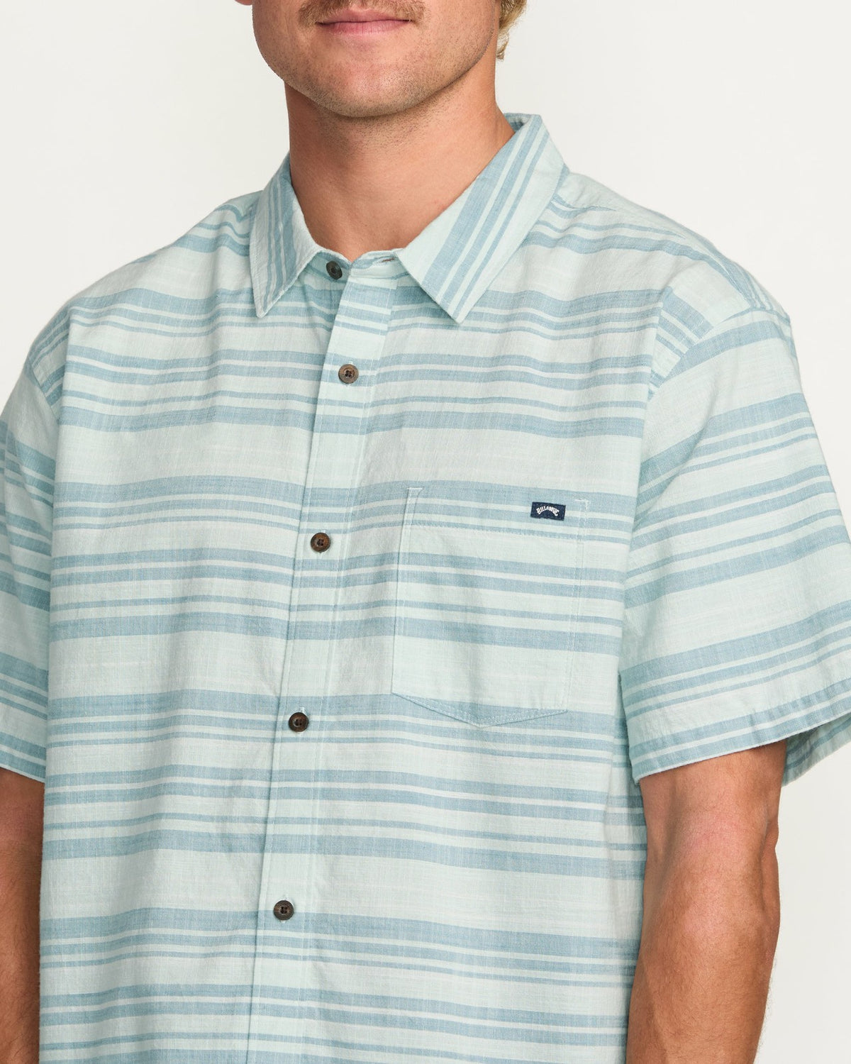 Billabong All Day Stripe Short Sleeve Shirt - Ash Blue