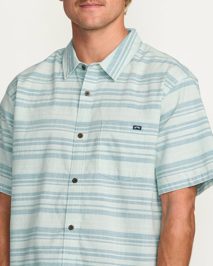 Billabong All Day Stripe Short Sleeve Shirt - Ash Blue