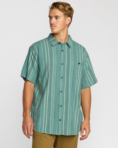 Billabong All Day Stripe Short Sleeve Shirt - Sage Green