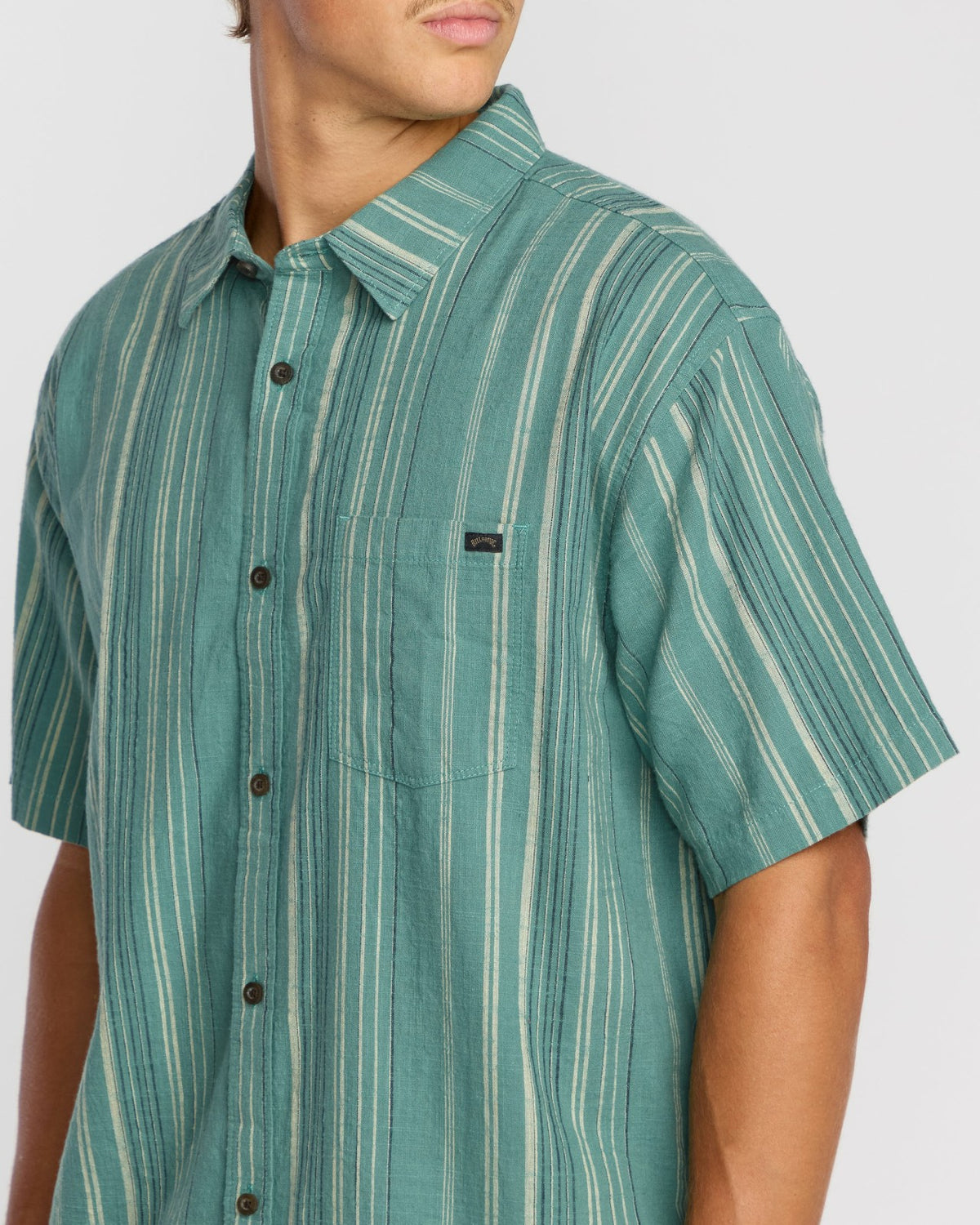 Billabong All Day Stripe Short Sleeve Shirt - Sage Green