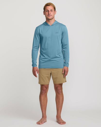 Billabong Arch Mesh Long Sleeve Hooded Surf Tee - Bay Blue
